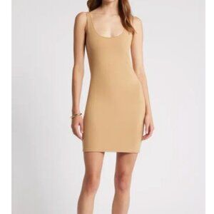 NORDSTROM - OPEN EDIT Raw Edge Tank Minidress In Tan Cartouche Size S